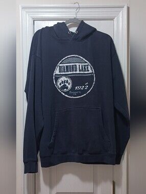 Vintage Diamond Lake Navy Graphic Hoodie Men's XL